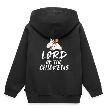 Seigneur des Poulets Ferme Dictons Poussins Fermiers - Sweat Premium à capuche enfant bio - noir - Dos - AI Model Kid Male (0cm)