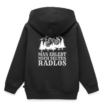 Man erlebt mich selten Radlos Fahrrad Radfahren Ra - Kinder Premium Organic Hoodie - Schwarz - Hinten - AI Model Kid Male (0cm)