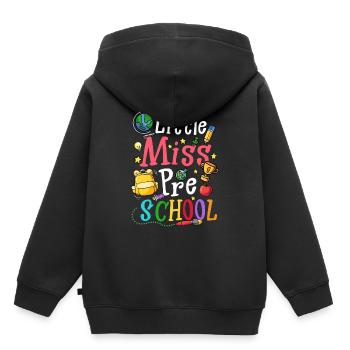 Little Miss Preschool - Kinder Premium Organic Hoodie - Schwarz - Hinten - AI Model Kid Male (0cm)