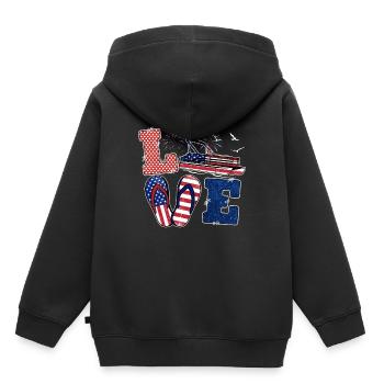 Pontoon Boat America Flip Flops Été - Sweat Premium à capuche enfant bio - noir - Dos - AI Model Kid Male (0cm)