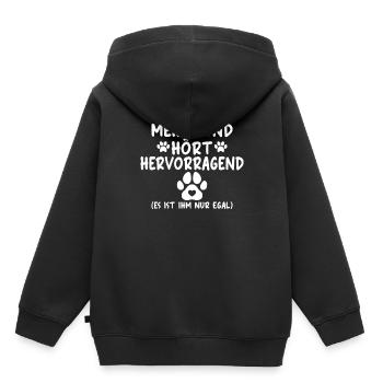 Mein Hund hört hervorragend es ist ihm nur egal - Kinder Premium Organic Hoodie - Schwarz - Hinten - AI Model Kid Male (0cm)