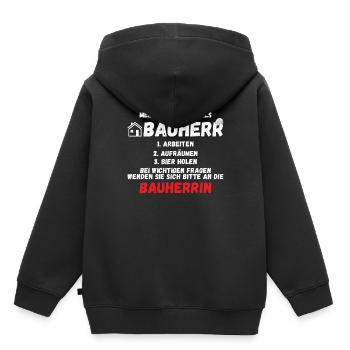 Meine Aufgaben als Bauherr - Kinder Premium Organic Hoodie - Schwarz - Hinten - AI Model Kid Male (0cm)