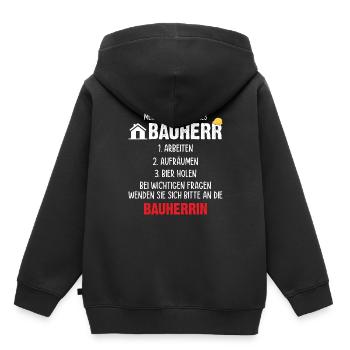 Meine Aufgaben als Bauherr - Kinder Premium Organic Hoodie - Schwarz - Hinten - AI Model Kid Male (0cm)