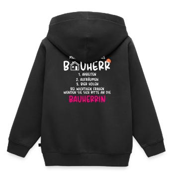 Meine Aufgaben als Bauherr - Kinder Premium Organic Hoodie - Schwarz - Hinten - AI Model Kid Male (0cm)