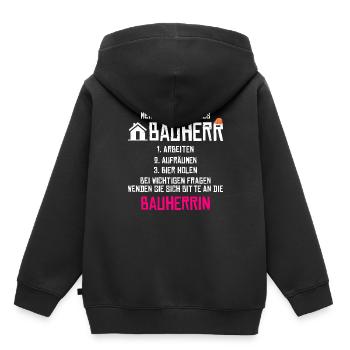 Meine Aufgaben als Bauherr - Kinder Premium Organic Hoodie - Schwarz - Hinten - AI Model Kid Male (0cm)