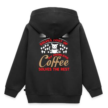My cat solves most of my problems coffee solves - Kids Premium Organic Hoodie - black - Back - AI Model Kid Male (0cm)