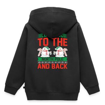 Je t’aime au pôle Nord et retour drôle - Sweat Premium à capuche enfant bio - noir - Dos - AI Model Kid Male (0cm)