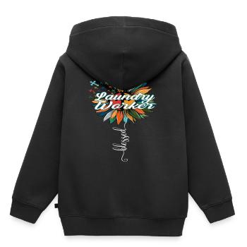 Blessed Laundry Worker - Kinder Premium Organic Hoodie - Schwarz - Hinten - AI Model Kid Male (0cm)