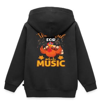 Funny Thanksgiving Thankful Music - Kinder Premium Organic Hoodie - Schwarz - Hinten - AI Model Kid Male (0cm)