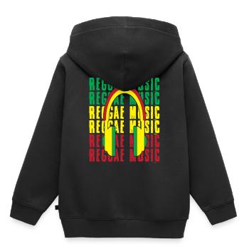 Reggae Music Rastafari Jamaïque - Sweat Premium à capuche enfant bio - noir - Dos - AI Model Kid Male (0cm)