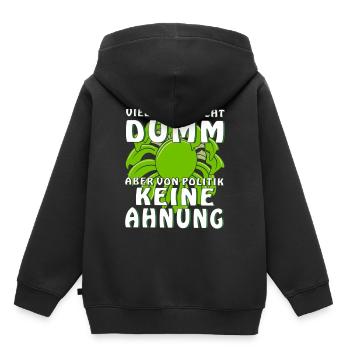 Peut-être pas stupide mais pas de t-shirt - Sweat Premium à capuche enfant bio - noir - Dos - AI Model Kid Male (0cm)