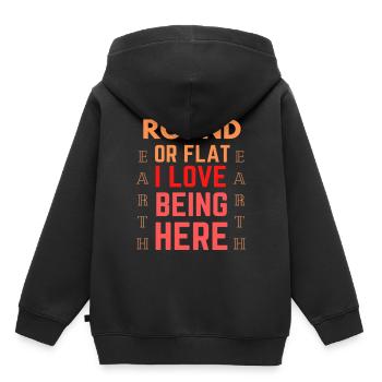 Funny Quote Flat Earth - Kinder Premium Organic Hoodie - Schwarz - Hinten - AI Model Kid Male (0cm)