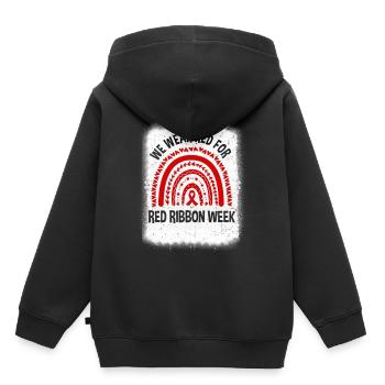Semaine du ruban rouge Nous portons la sensibilisation à la Semaine du ruban rouge - Sweat Premium à capuche enfant bio - noir - Dos - AI Model Kid Male (0cm)