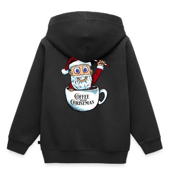 Santa Coffee Show Claus Nouvel An Noël - Sweat Premium à capuche enfant bio - noir - Dos - AI Model Kid Male (0cm)