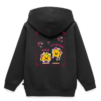 C’est un monde de tacos alors mangez le dessin animé - Sweat Premium à capuche enfant bio - noir - Dos - AI Model Kid Male (0cm)