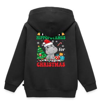 I Want A Hippopotamus For Christmas Lights Santa - Kinder Premium Organic Hoodie - Schwarz - Hinten - AI Model Kid Male (0cm)