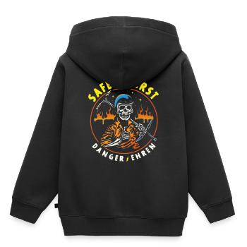 Safety First Danger Ehren - Kinder Premium Organic Hoodie - Schwarz - Hinten - AI Model Kid Male (0cm)