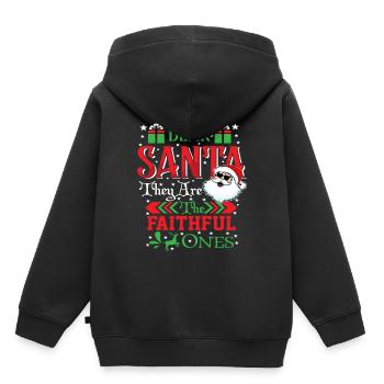 Cher Père Noël, ce sont les fidèles - Sweat Premium à capuche enfant bio - noir - Dos - AI Model Kid Male (0cm)