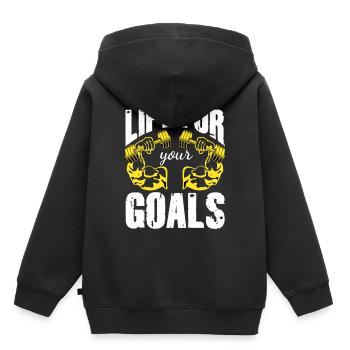 Lift For Your Goals Bodybuilding Gym - Sweat Premium à capuche enfant bio - noir - Dos - AI Model Kid Male (0cm)