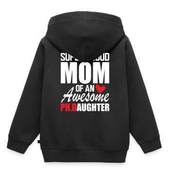 Super Proud Mom Of An Awesome PH D Daughter - Kinder Premium Organic Hoodie - Schwarz - Hinten - AI Model Kid Male (0cm)