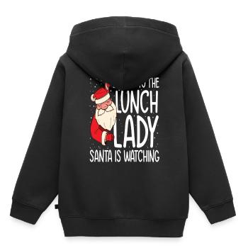Soyez NIce au déjeuner que Lady Santa regarde - Sweat Premium à capuche enfant bio - noir - Dos - AI Model Kid Male (0cm)