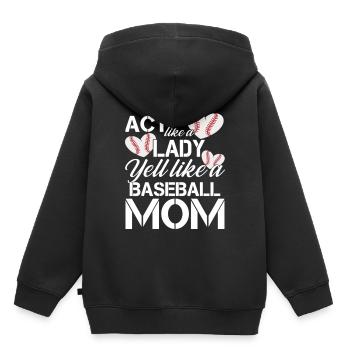 Act Like a Lady Yell Like a Baseball Mom - Kinder Premium Organic Hoodie - Schwarz - Hinten - AI Model Kid Male (0cm)