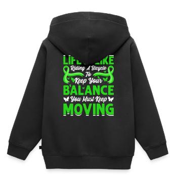 Life Is Like Riding A Bicycle - Kinder Premium Organic Hoodie - Schwarz - Hinten - AI Model Kid Male (0cm)