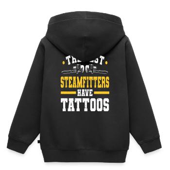 Installateur de vapeur Technicien de vapeur Monteur de vapeur - Sweat Premium à capuche enfant bio - noir - Dos - AI Model Kid Male (0cm)