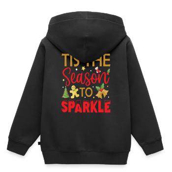 C’est la saison pour étinceler Noël - Sweat Premium à capuche enfant bio - noir - Dos - AI Model Kid Male (0cm)
