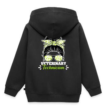 Veterinary Technician Messy Bun - Kids Premium Organic Hoodie - black - Back - AI Model Kid Male (0cm)