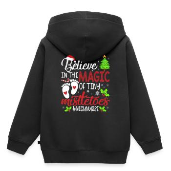 Infirmière de l’USIN Believin Magie Du minuscule gui - Sweat Premium à capuche enfant bio - noir - Dos - AI Model Kid Male (0cm)