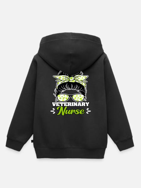 Veterinary Nurse Messy Bun - Kinder Premium Organic Hoodie - Schwarz