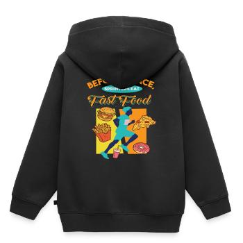 Coureurs de marathon et de cross-country - Sweat Premium à capuche enfant bio - noir - Dos - AI Model Kid Male (0cm)