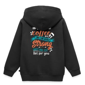 Like my coffee like I like myself strong sweet - Kinder Premium Organic Hoodie - Schwarz - Hinten - AI Model Kid Male (0cm)