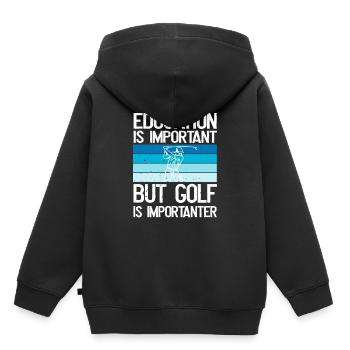 Bildung ist wichtig, aber Golf ist wichtiger - Kinder Premium Organic Hoodie - Schwarz - Hinten - AI Model Kid Male (0cm)