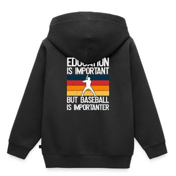 Bildung Ist Wichtig, Aber Baseball Ist wichtiger - Kinder Premium Organic Hoodie - Schwarz - Hinten - AI Model Kid Male (0cm)