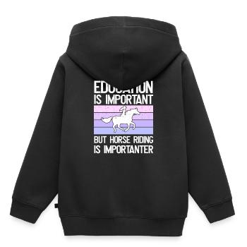 Bildung Ist Wichtig, Aber Reiten Ist wichtiger - Kinder Premium Organic Hoodie - Schwarz - Hinten - AI Model Kid Male (0cm)