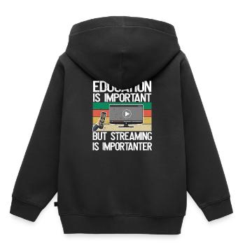 Bildung Ist Wichtig, Aber Streaming Ist wichtiger - Kinder Premium Organic Hoodie - Schwarz - Hinten - AI Model Kid Male (0cm)