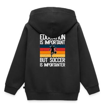 Bildung Ist Wichtig, Aber Soccer Ist wichtiger - Kinder Premium Organic Hoodie - Schwarz - Hinten - AI Model Kid Male (0cm)