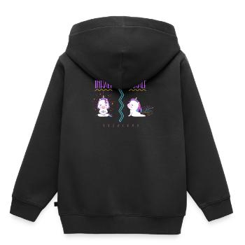 Yoga Licorne inspirer et expirer - Sweat Premium à capuche enfant bio - noir - Dos - AI Model Kid Male (0cm)