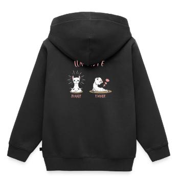 Lama Flamingo inspire et expire Lamaste - Sweat Premium à capuche enfant bio - noir - Dos - AI Model Kid Male (0cm)