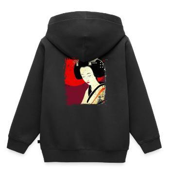Geisha, traditional digital art, Japan - Kids Premium Organic Hoodie - black - Back - AI Model Kid Male (0cm)