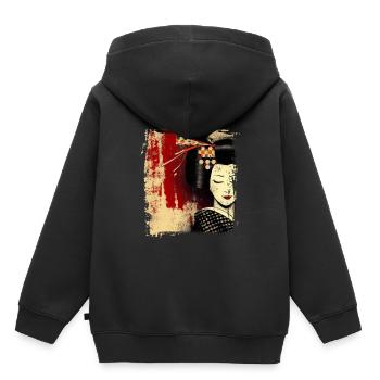 Geisha, traditional digital art, Japan - Kids Premium Organic Hoodie - black - Back - AI Model Kid Male (0cm)