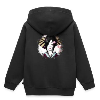 Geisha, art numérique traditionnel, Japon - Sweat Premium à capuche enfant bio - noir - Dos - AI Model Kid Male (0cm)