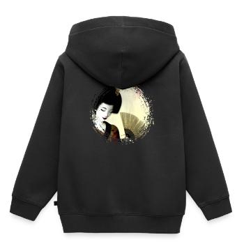 Geisha, art numérique traditionnel, Japon - Sweat Premium à capuche enfant bio - noir - Dos - AI Model Kid Male (0cm)