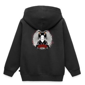Geisha, art numérique traditionnel, Japon - Sweat Premium à capuche enfant bio - noir - Dos - AI Model Kid Male (0cm)