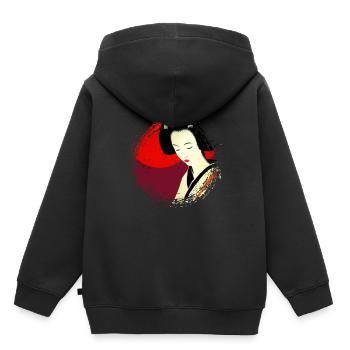Geisha, art numérique traditionnel, Japon - Sweat Premium à capuche enfant bio - noir - Dos - AI Model Kid Male (0cm)