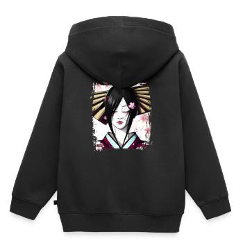 Geisha, art numérique traditionnel, Japon - Sweat Premium à capuche enfant bio - noir - Dos - AI Model Kid Male (0cm)
