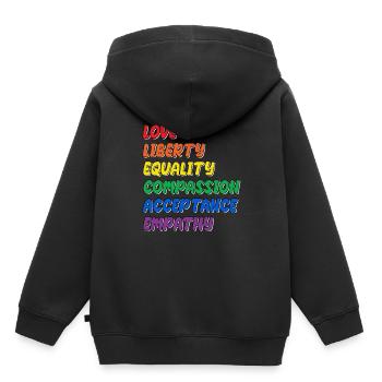 Stolz LGBTQ. Aussage - Kinder Premium Organic Hoodie - Schwarz - Hinten - AI Model Kid Male (0cm)
