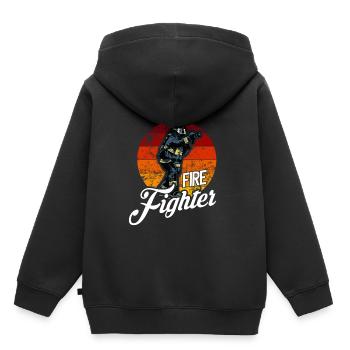 Nous sommes fiers de nos pompiers - Sweat Premium à capuche enfant bio - noir - Dos - AI Model Kid Male (0cm)